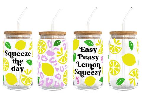 Glass Can Wraps Lemon Bundle | Summer Glass Can SVG Wrap SVG B Renee Design 