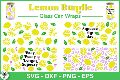 Glass Can Wraps Lemon Bundle | Summer Glass Can SVG Wrap SVG B Renee Design 