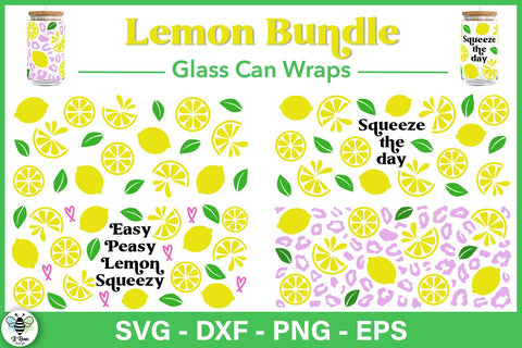 Glass Can Wraps Lemon Bundle | Summer Glass Can SVG Wrap SVG B Renee Design 