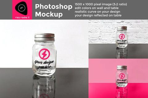 Glass Canning Jar Layered PSD Photoshop Product Mockup Mock Up Photo Risa Rocks It 