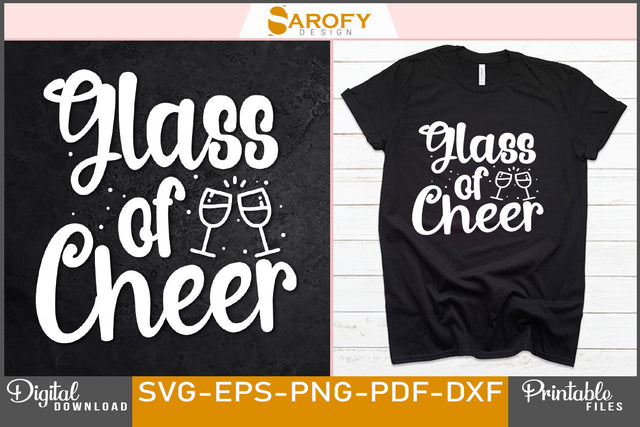 Glass Of Cheer Christmas Design SVG Cut File SVG Sarofydesign 