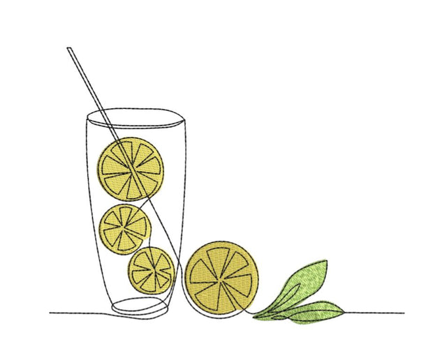 Glass with lemon, lemonade Machine Embroidery Design Embroidery/Applique DESIGNS Canada Embroidery 