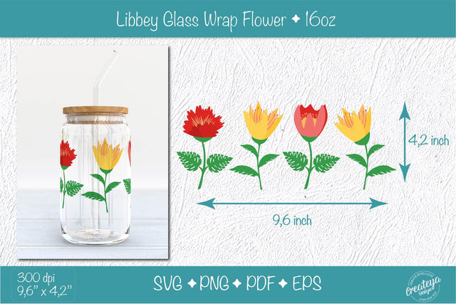 Glass wrap sublimation with groovy flowers PNG SVG SVG Createya Design 
