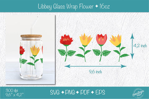 Glass wrap sublimation with groovy flowers PNG SVG SVG Createya Design 