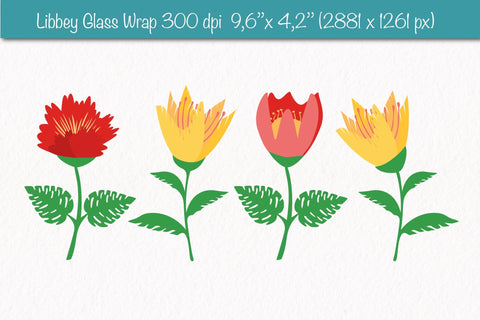 Glass wrap sublimation with groovy flowers PNG SVG SVG Createya Design 