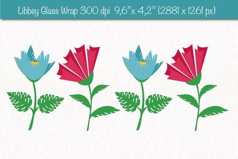 Glass wrap sublimation with groovy flowers SVG Createya Design 