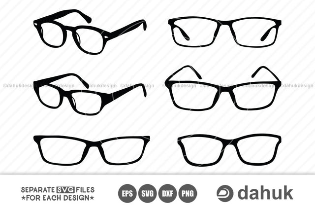glasses svg, glasses frames, sunglasses svg, silhouette, svg cut file, clipart, dxf, eps, png,cut file for silhouette SVG dahukdesign 