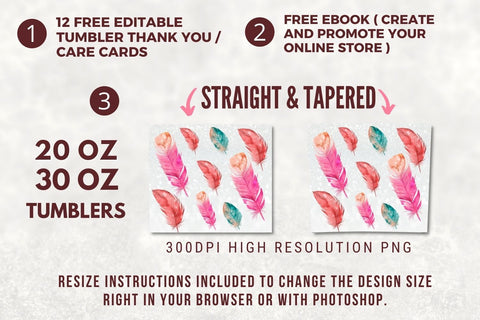 Glitter 20 oz Skinny Tumbler Sublimation Design Template Feather Glitter Tumbler Design Straight & Tapered Digital Download PNG Sublimation TumblersByPhill 