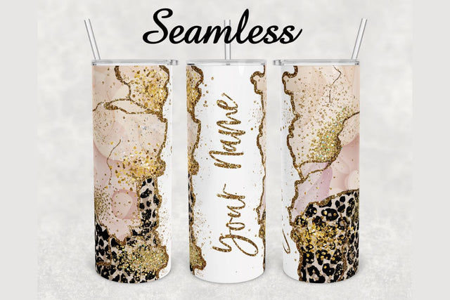 Glitter Agate Cheetah Print Tumbler sublimation design 20 oz skinny tumbler wrap Sublimation BambinaCreations 