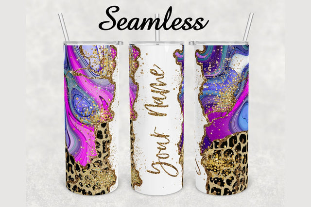 Glitter Agate Leopard Print Tumbler sublimation design 20 oz skinny tumbler wrap Sublimation BambinaCreations 