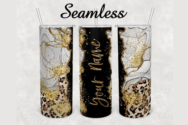 Glitter Agate Leopard Print Tumbler sublimation design 20 oz skinny tumbler wrap Sublimation BambinaCreations 