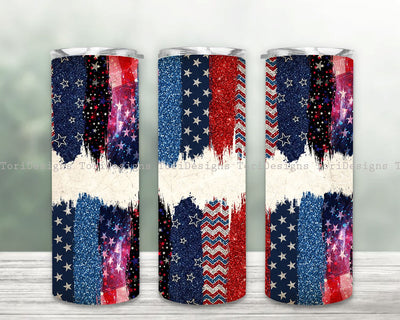 Glitter Brush Stroke Patriotic 20 oz Skinny Tumbler Sublimation Design Sublimation ToriDesigns 