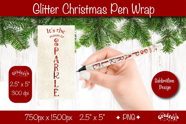 Glitter Christmas pen wrap PNG Christmas Pen Wrap sublimation png Xmas Pen Wrap Sublimation Createya Design 