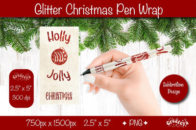 Glitter Christmas pen wrap PNG Christmas Pen Wrap sublimation png Xmas Pen Wrap Sublimation Createya Design 