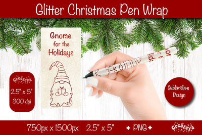 Glitter Christmas pen wrap PNG Christmas Pen Wrap sublimation png Xmas Pen Wrap Sublimation Createya Design 