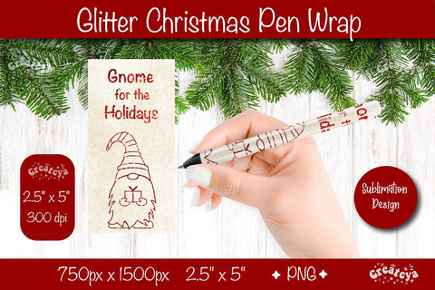 Glitter Christmas pen wrap PNG Christmas Pen Wrap sublimation png Xmas Pen Wrap Sublimation Createya Design 