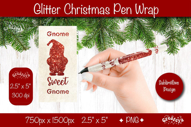 Glitter Christmas pen wrap PNG Christmas Pen Wrap sublimation png Xmas Pen Wrap Sublimation Createya Design 