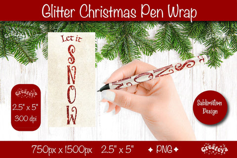 Glitter Christmas pen wrap PNG Christmas Pen Wrap sublimation png Xmas Pen Wrap Sublimation Createya Design 