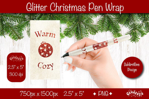Glitter Christmas pen wrap PNG Christmas Pen Wrap sublimation png Xmas Pen Wrap Sublimation Createya Design 