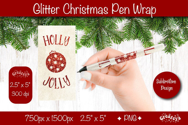 Glitter Christmas pen wrap PNG Christmas Pen Wrap sublimation png Xmas Pen Wrap Sublimation Createya Design 