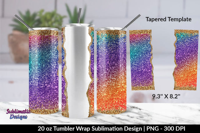 Glitter Colorful 20oz Skinny Tumbler Wrap Sublimation Design Sublimation Sublimatiz Designs 