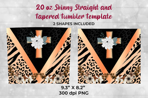 Glitter Cross Peace 20 oz Skinny Tumbler Wrap Sublimation Design Sublimation Sublimatiz Designs 