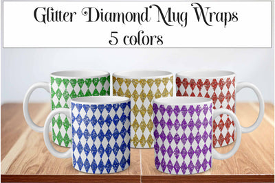 Glitter Diamond Sublimation Mug Wrap Bundle. 5 colors Sublimation Digital Honeybee 
