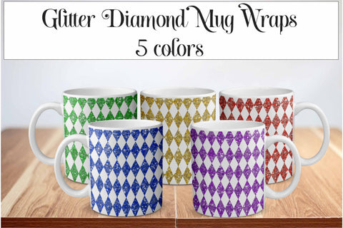 Glitter Diamond Sublimation Mug Wrap Bundle. 5 colors Sublimation Digital Honeybee 