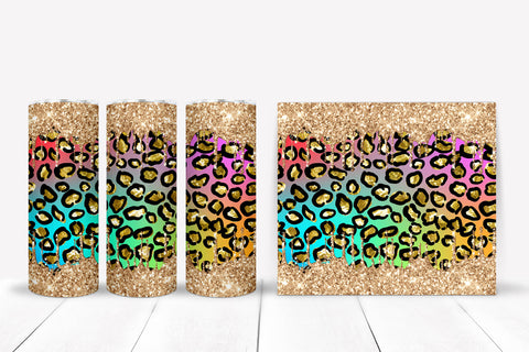 Glitter Drip Leopard Tumbler Sublimation I 20 Oz Tumbler Wrap PNG Sublimation Happy Printables Club 