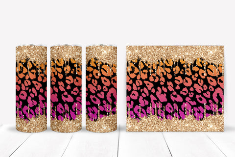 Glitter Drip Leopard Tumbler Sublimation I 20 Oz Tumbler Wrap PNG Sublimation Happy Printables Club 