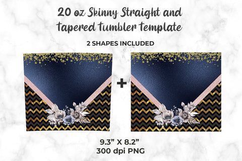 Glitter Floral 20oz Skinny Tumbler Wrap Template Sublimation Sublimatiz Designs 