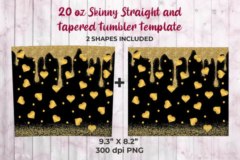 Glitter Gold Hearts Be my Valentine 20 oz Skinny Tumbler Wrap Sublimation Design Sublimation Sublimatiz Designs 