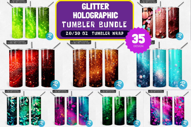 Glitter Holographic Png Tumbler Bundle Sublimation Regulrcrative 