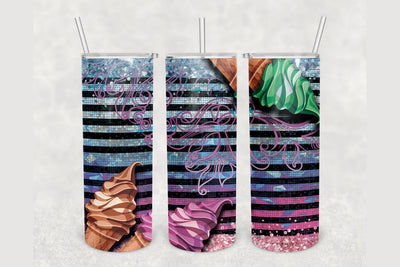 Glitter Ice Cream Tumbler sublimation design 20 oz skinny tumbler wrap Sublimation BambinaCreations 