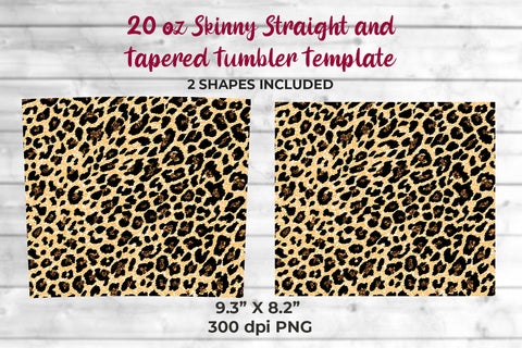 Glitter Leopard 20 oz Skinny Tumbler Wrap Sublimation Design Beige Sublimation Sublimatiz Designs 