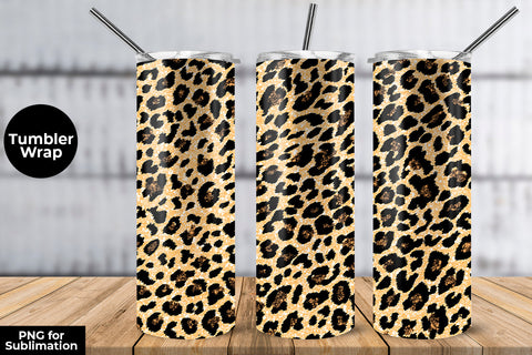 Glitter Leopard 20 oz Skinny Tumbler Wrap Sublimation Design Beige Sublimation Sublimatiz Designs 