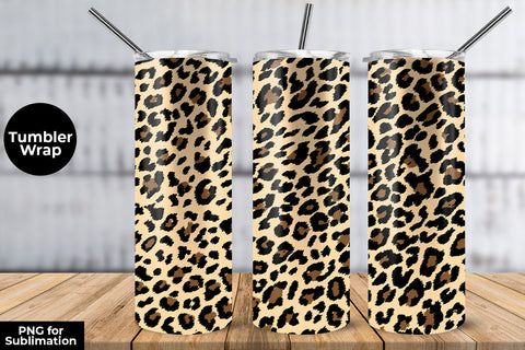 Glitter Leopard 20 oz Skinny Tumbler Wrap Sublimation Design Beige Sublimation Sublimatiz Designs 