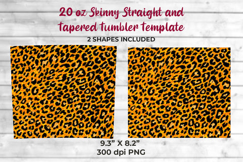 Glitter Leopard 20 oz Skinny Tumbler Wrap Sublimation Design Dark Yellow Sublimation Sublimatiz Designs 
