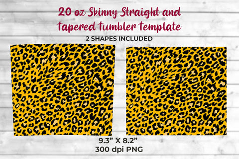 Glitter Leopard 20 oz Skinny Tumbler Wrap Sublimation Design Dark Yellow Sublimation Sublimatiz Designs 