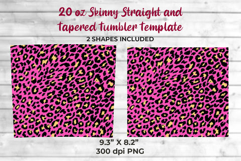 Glitter Leopard 20 oz Skinny Tumbler Wrap Sublimation Design Fluorecent Pink Sublimation Sublimatiz Designs 