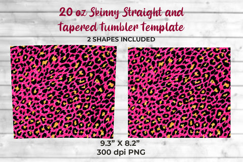 Glitter Leopard 20 oz Skinny Tumbler Wrap Sublimation Design Fluorecent Pink Sublimation Sublimatiz Designs 