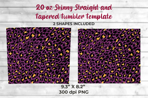 Glitter Leopard 20 oz Skinny Tumbler Wrap Sublimation Design Light Violet Sublimation Sublimatiz Designs 