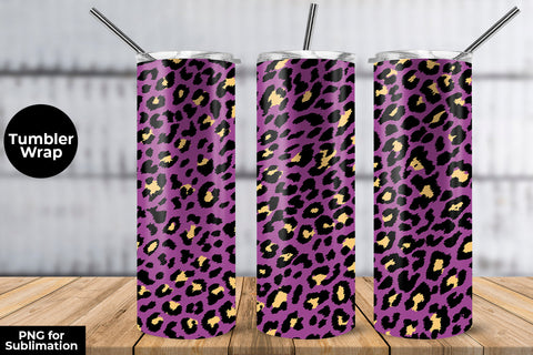 Glitter Leopard 20 oz Skinny Tumbler Wrap Sublimation Design Light Violet Sublimation Sublimatiz Designs 