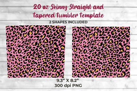 Glitter Leopard 20 oz Skinny Tumbler Wrap Sublimation Design Pale Lilac Sublimation Sublimatiz Designs 