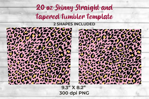 Glitter Leopard 20 oz Skinny Tumbler Wrap Sublimation Design Pale Lilac Sublimation Sublimatiz Designs 