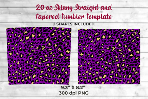 Glitter Leopard 20 oz Skinny Tumbler Wrap Sublimation Design Purple Sublimation Sublimatiz Designs 