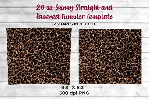 Glitter Leopard 20 oz Skinny Tumbler Wrap Sublimation Design Sublimation Sublimatiz Designs 