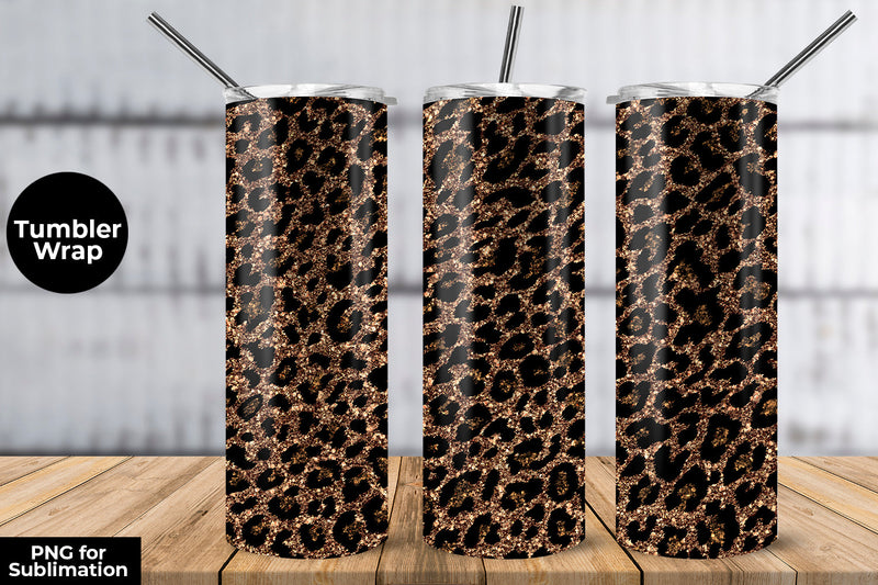 Glitter Leopard 20 oz Skinny Tumbler Wrap Sublimation Design Sublimation Sublimatiz Designs 