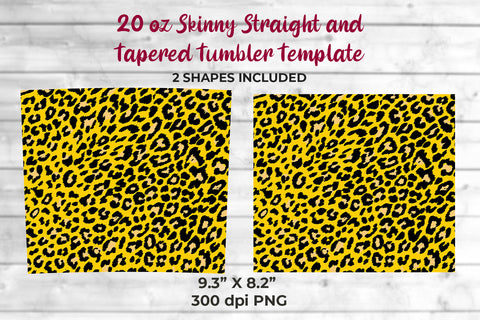 Glitter Leopard 20 oz Skinny Tumbler Wrap Sublimation Design Yellow Sublimation Sublimatiz Designs 