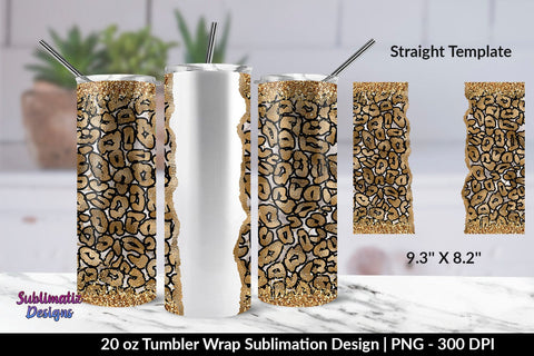 Glitter Leopard Marble 20oz Skinny Tumbler Wrap Sublimation Template Sublimation Sublimatiz Designs 